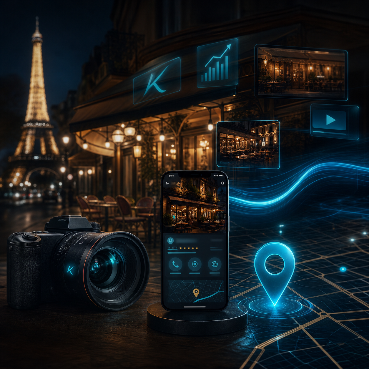 Visual Korek Digital Marketing pour présence locale et contenu cinématique restaurant à Paris